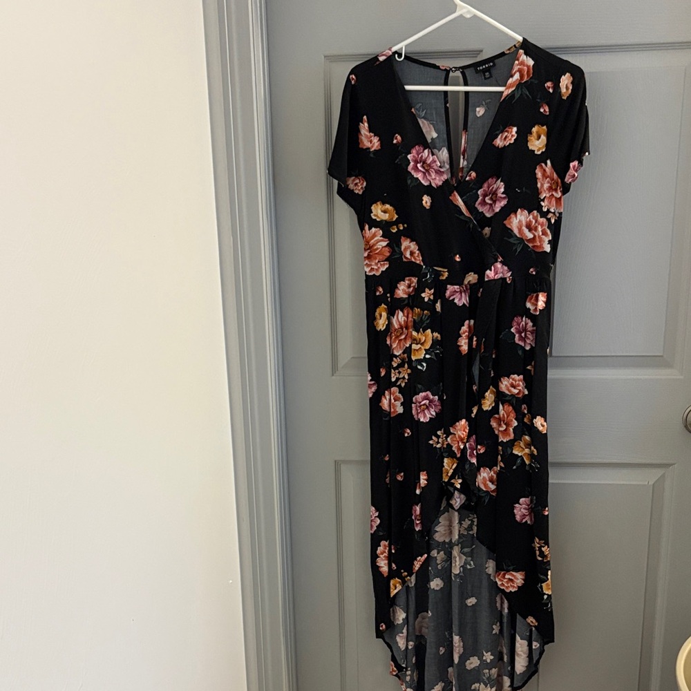 Torrid Black Floral High Low Dress